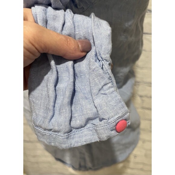 Boden Chambray Cecilia 100% Linen Multi Color Button Blouse size 8 - Picture 4 of 8